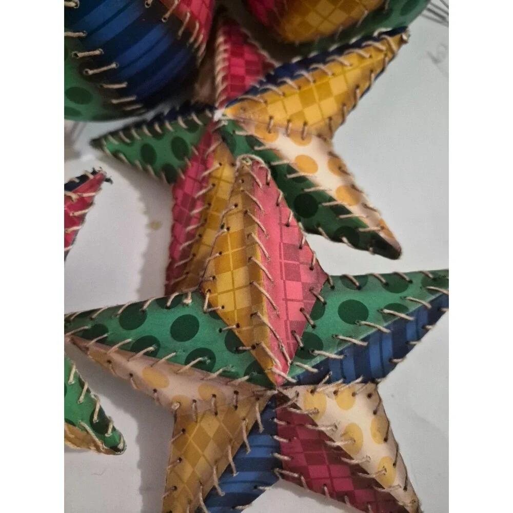 Colorful Vintage Hand Made Christmas Ornaments From Philippines Set Of 14